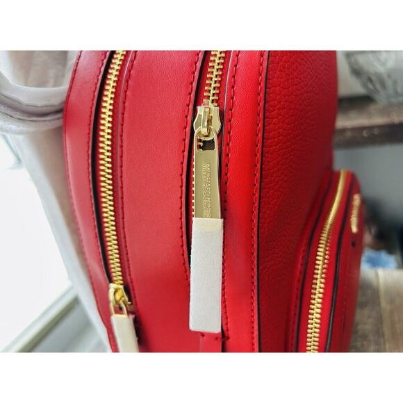 NWT Michael Kors Jaycee Medium Zip Pocket Backpack Leather Bright Red MSRP $498 - Picture 15 of 15